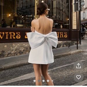 DISSH Aisle White Linen Back Bow Dress- size 6